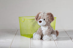 Mary Meyer Frisky Putty Puppy fabric texture emphasizes luxuriously soft touch.