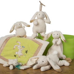 Nursery scene featuring Mary Meyer Lovey Oatmeal Bunny as a companion.