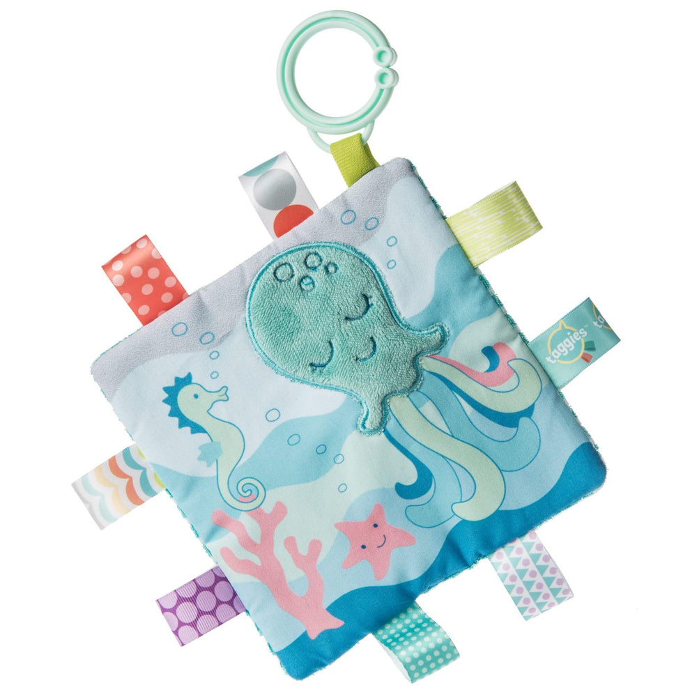 Mary Meyer Taggies Crinkle Me Toy Sleepy Seas Octopus with satin tags offers soothing tactile play.