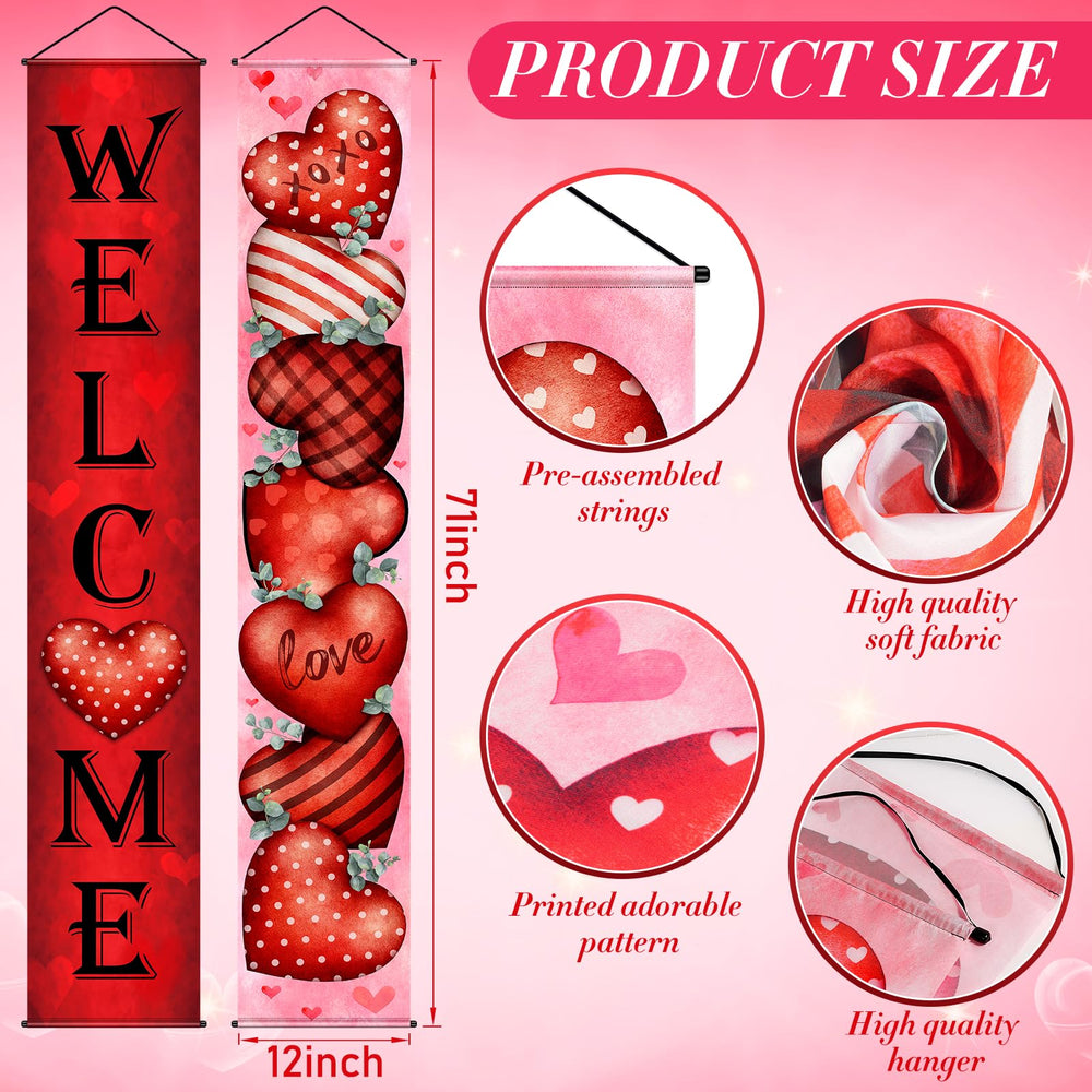 MASHAN Valentine's love heart banner 71x12 inches adds romantic charm to entrances.