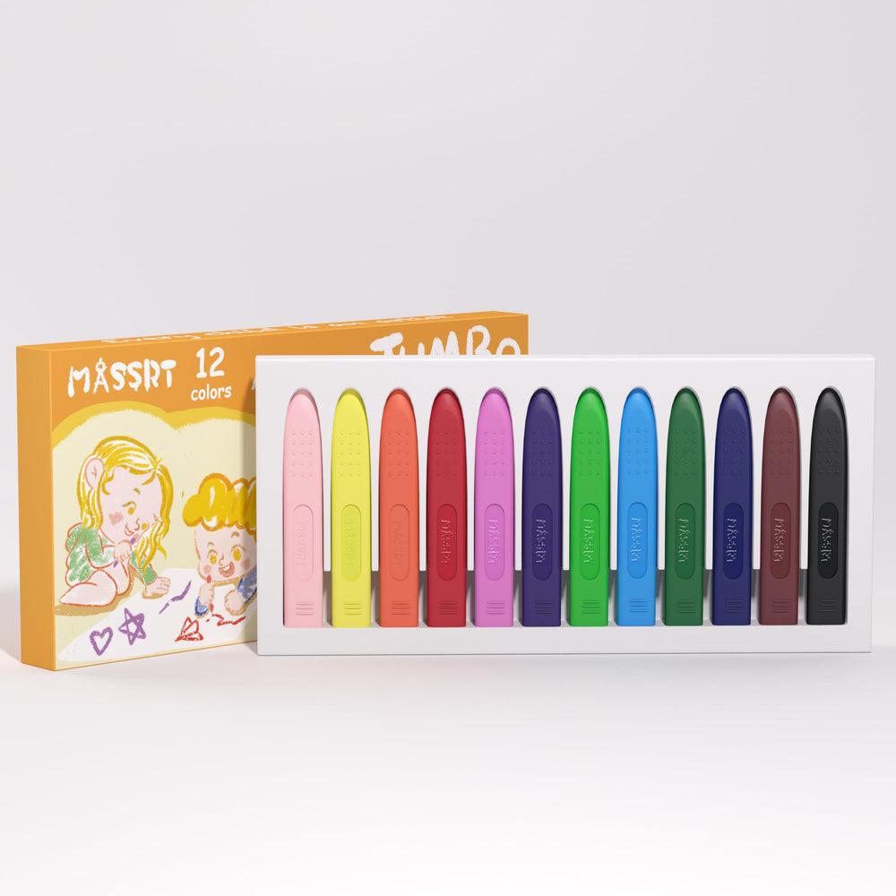 MASSRT triangle jumbo toddler crayons 12-count for easy grip.