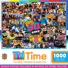 MasterPieces 1000-piece puzzle collage of 90s shows for nostalgic family game night.