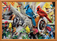 MasterPieces Backyard Birds puzzle box highlighting eco-friendly packaging