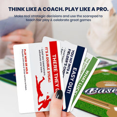 Masterpieces Baseball Dice Board Game dice and game cards showing pitches and hits