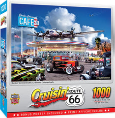 MasterPieces Bomber Command Café puzzle box shown, highlighting the starter set for family puzzle night.