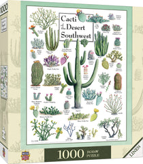 MasterPieces cacti desert southwest puzzle cover shows vibrant desert scene for shared family evenings.
