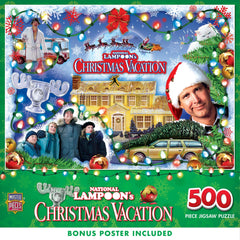 MasterPieces Christmas Vacation scene assembly highlights puzzle night fun.