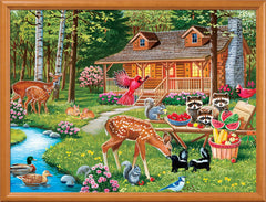 MasterPieces Creekside Gathering matte finish reduces glare for comfortable puzzling