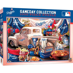 MasterPieces Dodgers Gameday puzzle image with bold team colors for an engaging solving experience