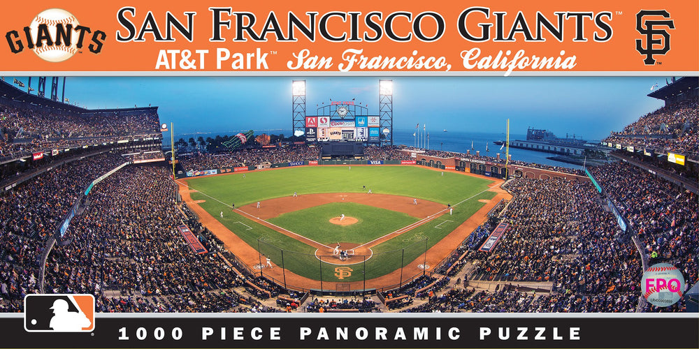 Masterpieces Giants center-view panorama puzzle, wall-ready display after completion.