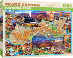 MasterPieces Grand Canyon map puzzle reveals vast canyon views for engaging family puzzle sessions.