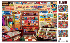 MasterPieces Hershey's Candy Shop closeup reveals vivid colors and interlocking shapes.