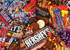 MasterPieces Hershey's Mayhem puzzle pieces with thick interlocks for a sturdy puzzling experience.