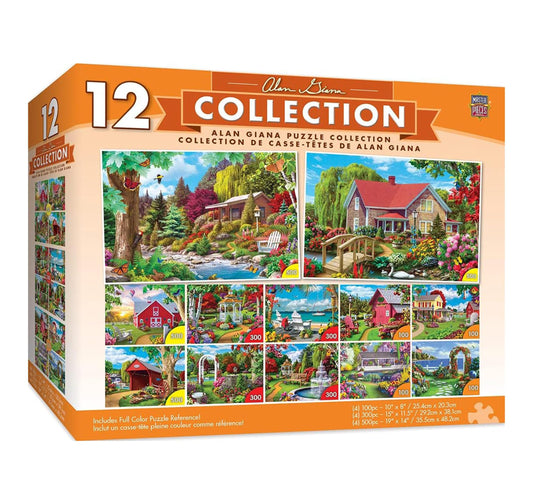 MasterPieces jigsaw puzzle 12-pack bundle: scenic countryside scene for mindful relaxation.