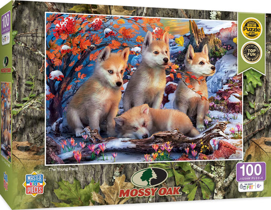 MasterPieces Mossy Oak Young Pack box front shows bold kid-friendly colors
