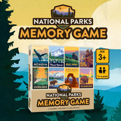 Masterpieces National Parks Memory Game family night with kids and adults playing together