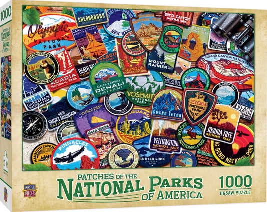 MasterPieces National Parks Patches puzzle box front with park badges, ideal gift