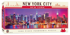 MasterPieces New York panoramic puzzle assembled; vivid skyline for immersive weekend activity.