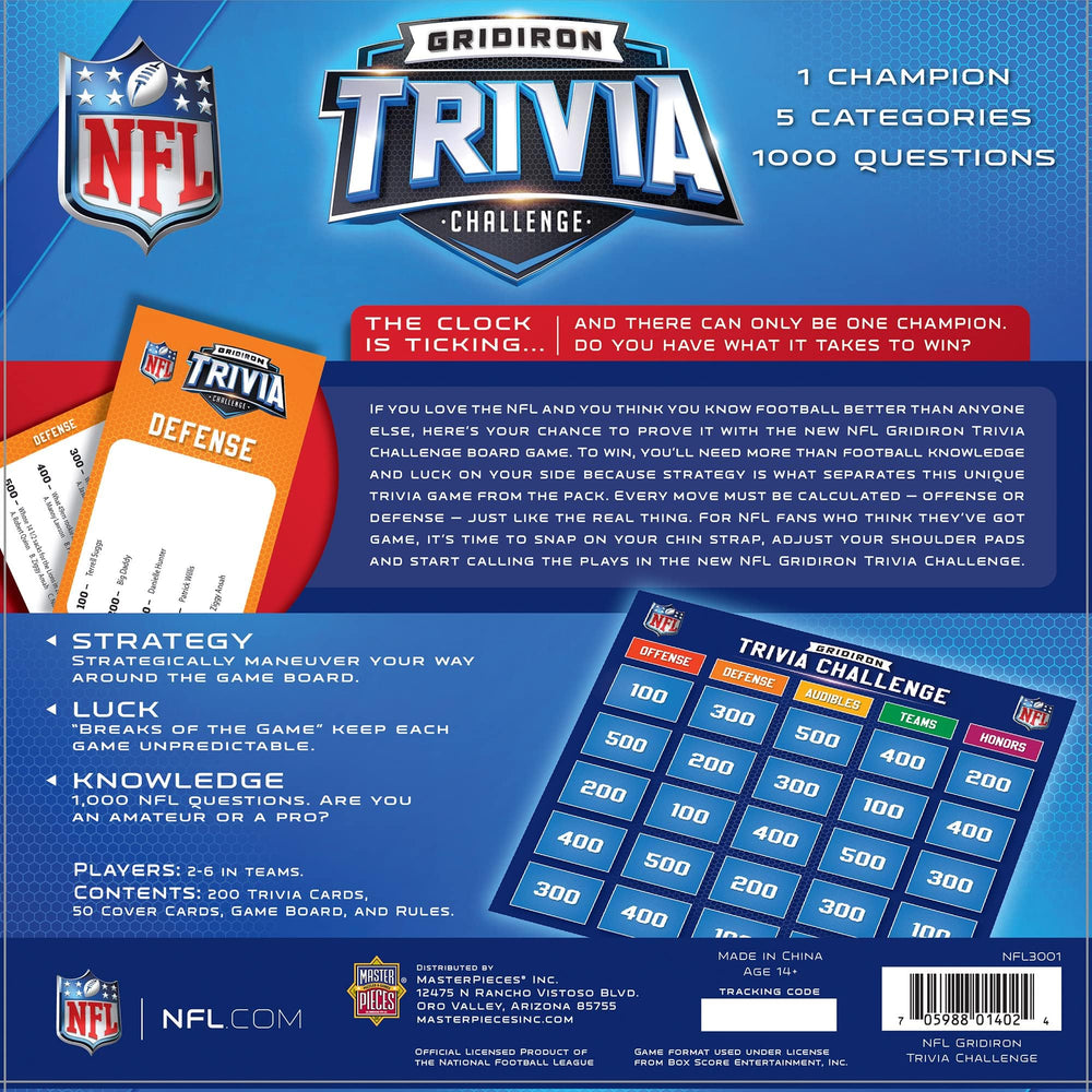 Masterpieces NFL Gridiron Trivia tailgate setup boosts party fun