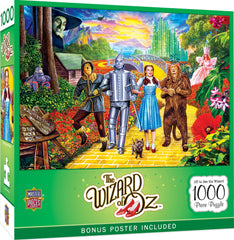 MasterPieces Off To See The Wizard box cover showing licensed artwork for a family puzzle night.