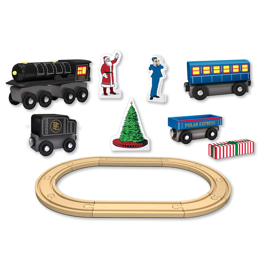 MasterPieces Polar Express play pieces with Santa and Conductor for festive scenes.