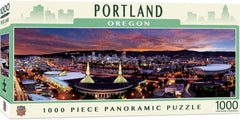 MasterPieces Portland Skyline panoramic puzzle showing cityscape for family bonding