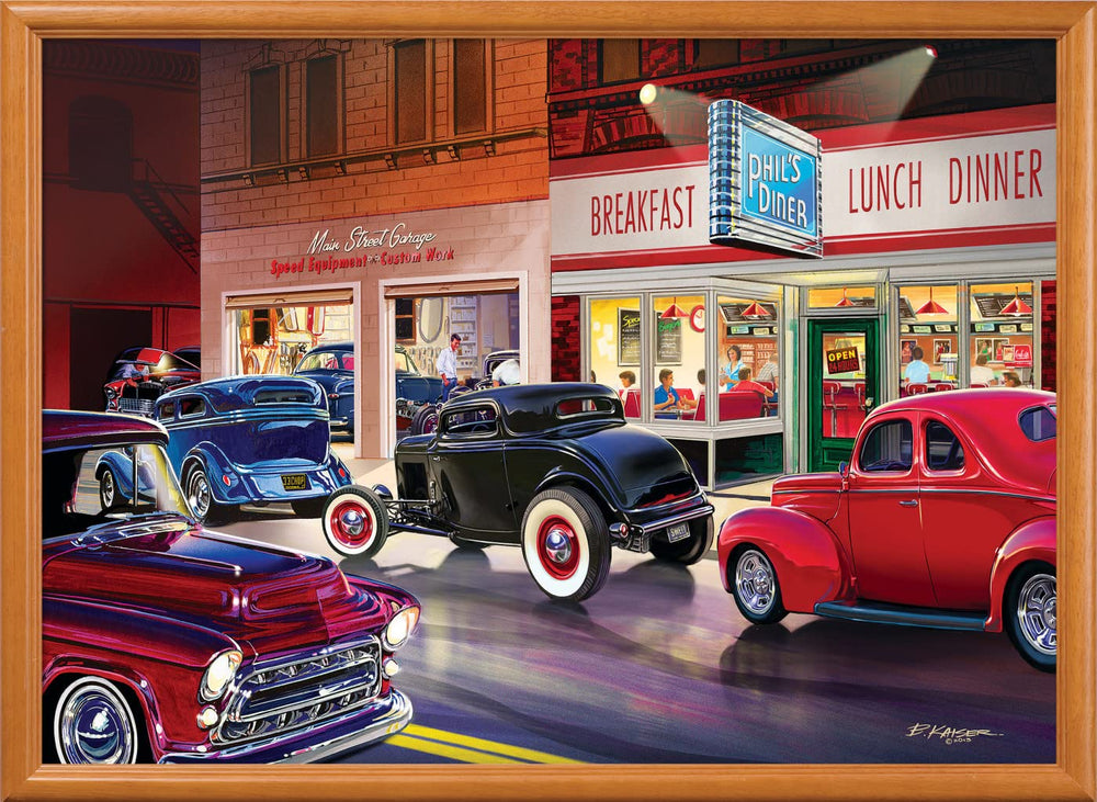 MasterPieces Route 66 Phil's Diner box contents ready for setup.
