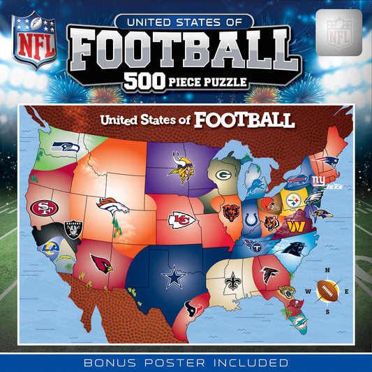 MasterPieces Sports Puzzle all-teams map 500 pieces for family fun and display.