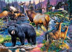 MasterPieces Wild Living 1000-piece puzzle box highlights key features for setup and gifting