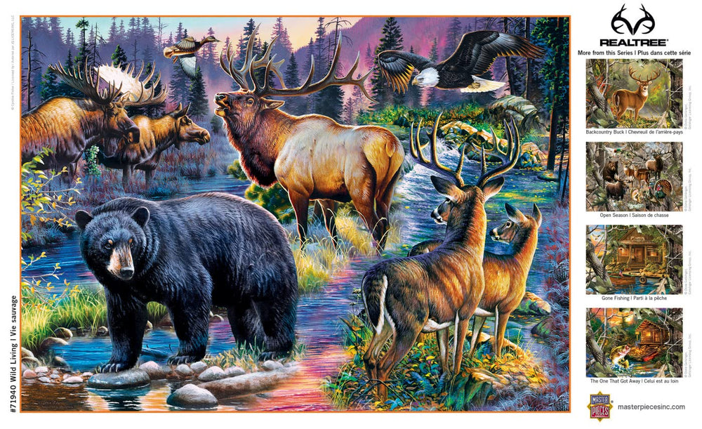 MasterPieces Wild Living poster-guided solving guides puzzlers through intricate scenes