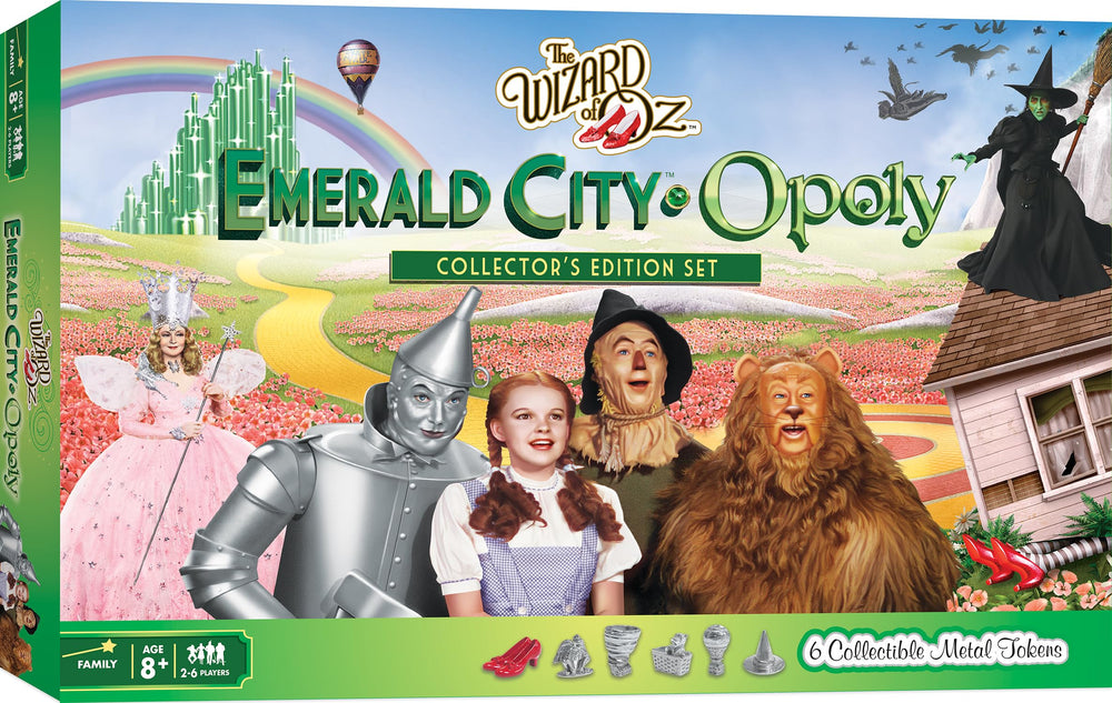 MasterPieces Wizard of Oz Emerald City Opoly board for memorable family game nights.