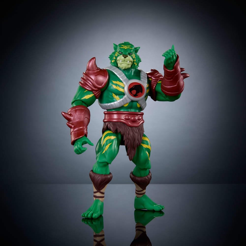 Masters of the Universe Battle Cat-Man bracers and harness on display.