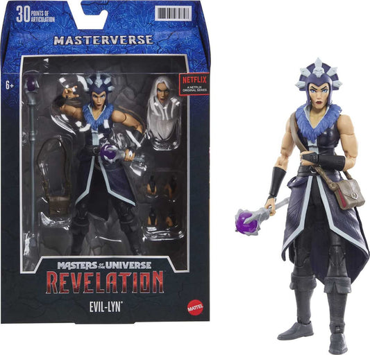 Masters of the Universe Masterverse Evil-Lyn action figure with premium articulation for dynamic poses.