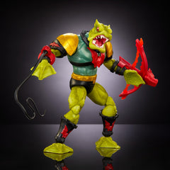 Masters of the Universe Masterverse Leech Deluxe figure forearm weapons attached for action.