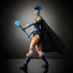 Masters of the Universe Evil-Lyn New Eternia packaging window box enhances shelf display.