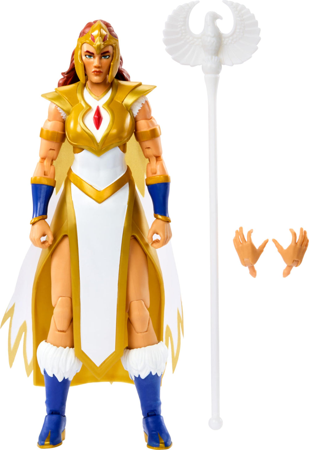 Masters of the Universe Teela Deluxe with staff for dramatic display poses.