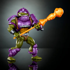 Box art for Masters of the Universe Origins Donatello shows TMNT and MOTU heritage