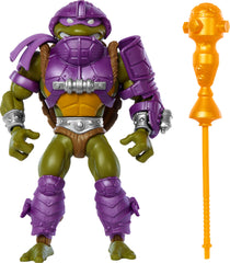 Masters of the Universe Origins Donatello figure posed for Grayskull display with 16 joints