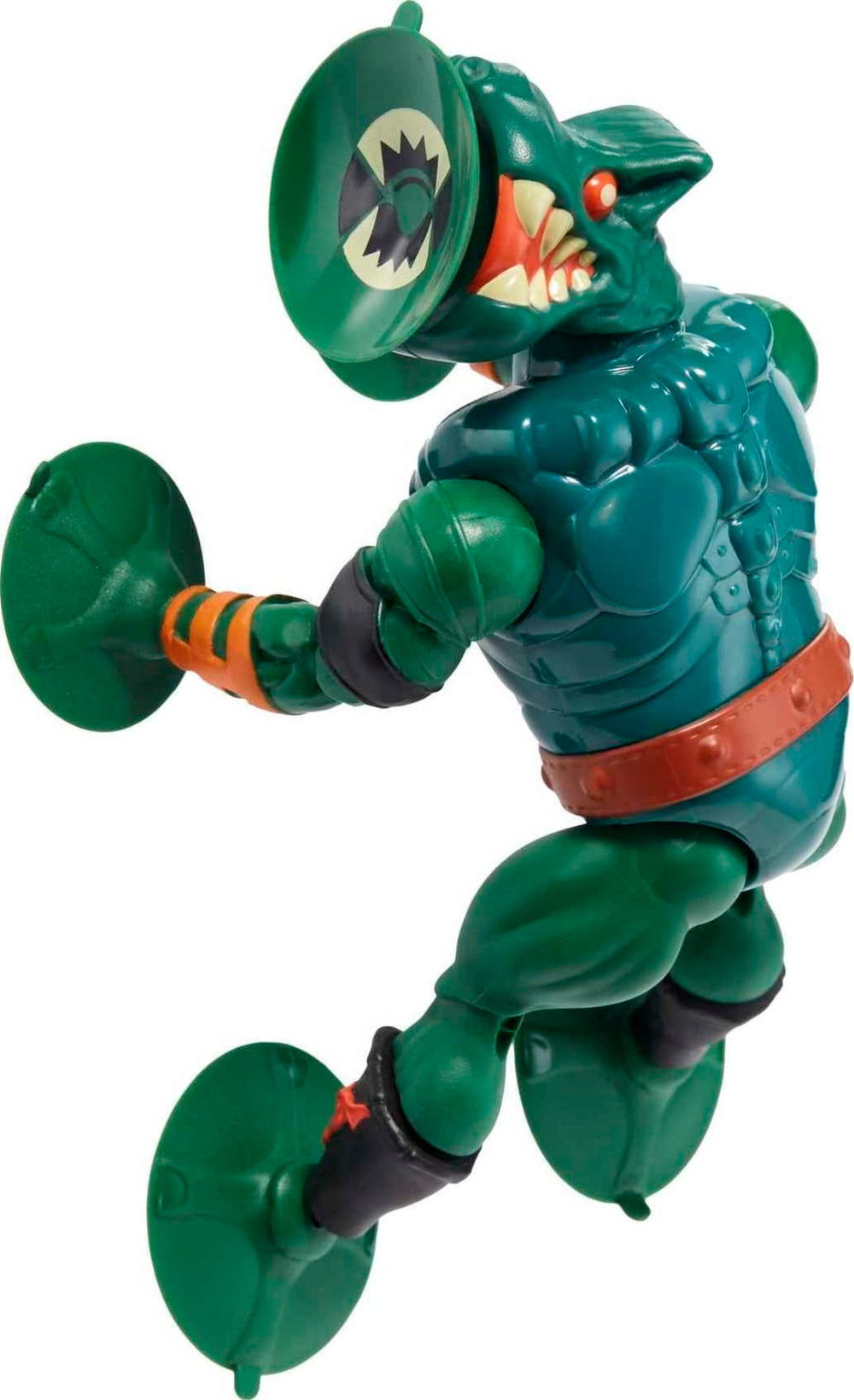 Masters of the Universe Origins Leech with swappable head and extra hands for versatility.