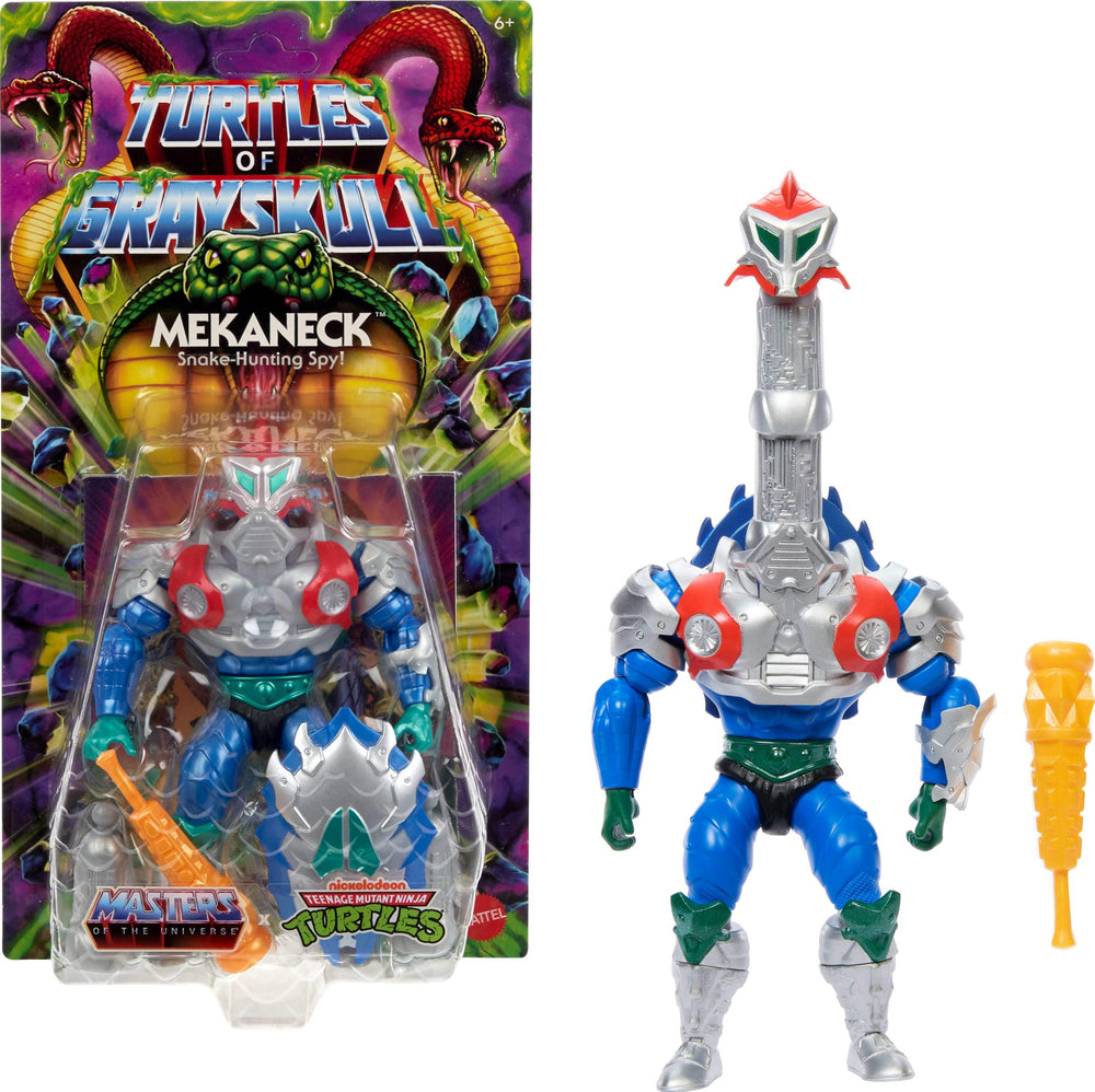 Masters of the Universe Mekaneck front view with armor, ready for epic crossovers.