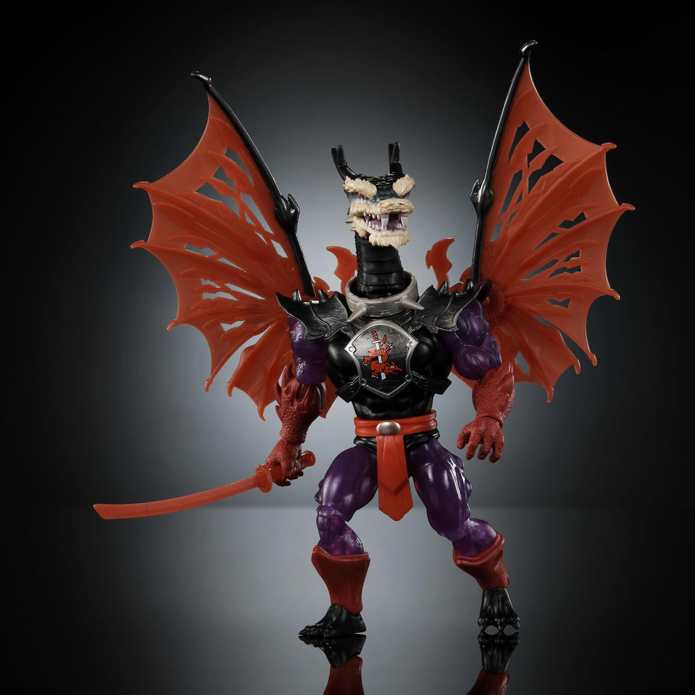 Metallic horned harness and snake logo on Ninjor from Reptile Wars detail.