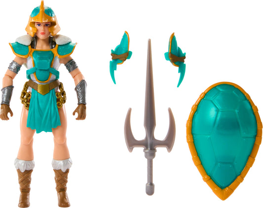 Masters of the Universe Origins Teela in turtle armor ready for crossover battles.