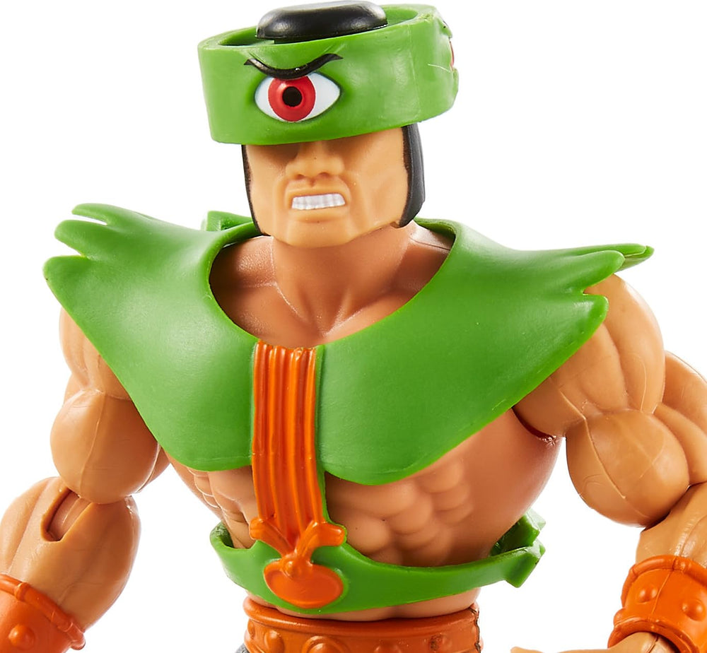 Masters of the Universe Tri-Klops with removable armor offers pose variety.