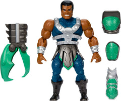 Masters of the Universe Clamp Champ figure in Reptile Wars pose for imaginative play and display