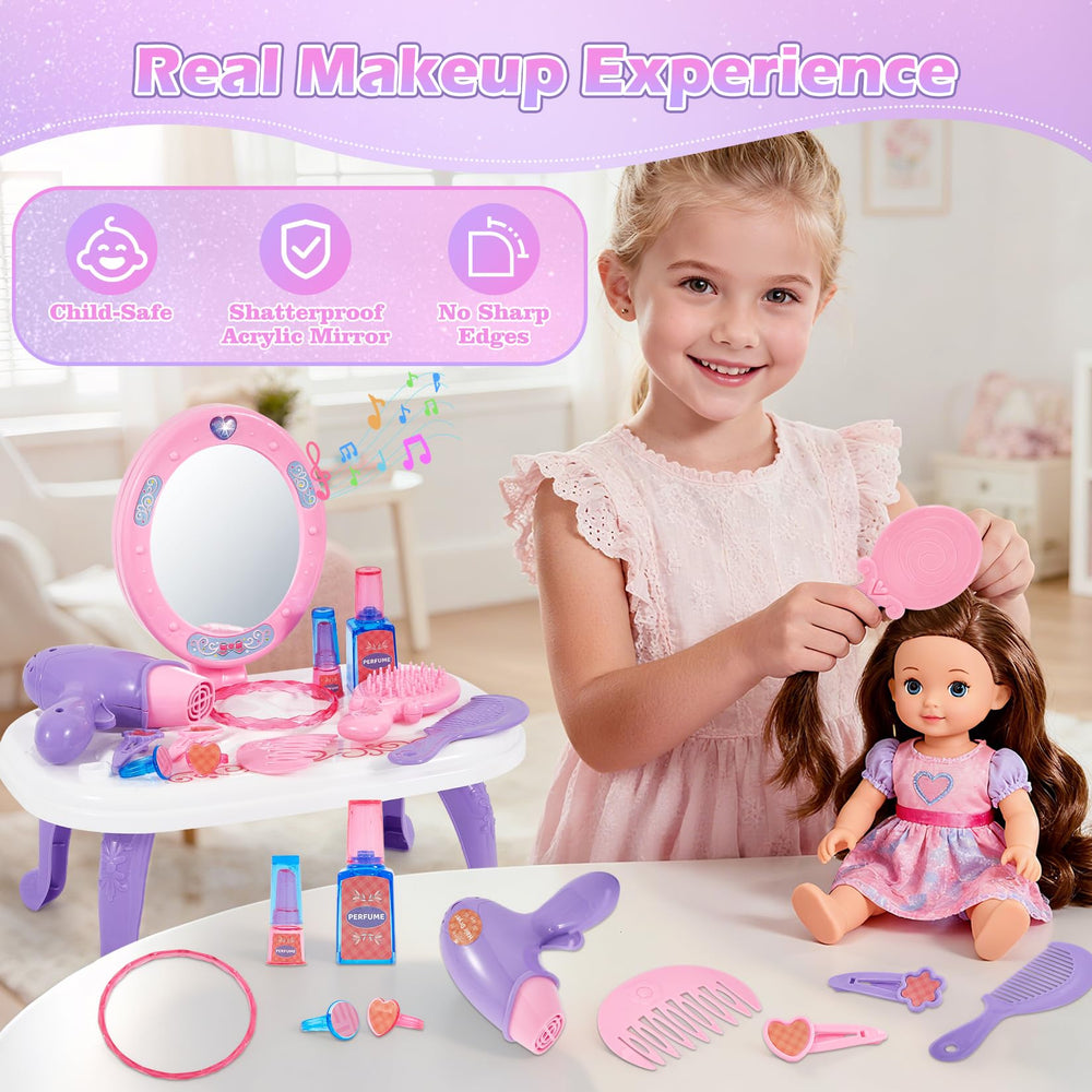 Mastom jewelry and handbag accessories enhance dress-up pretend scenarios.