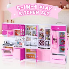 Mastom kitchen playset sink and faucet encourages imaginative cleanup play.