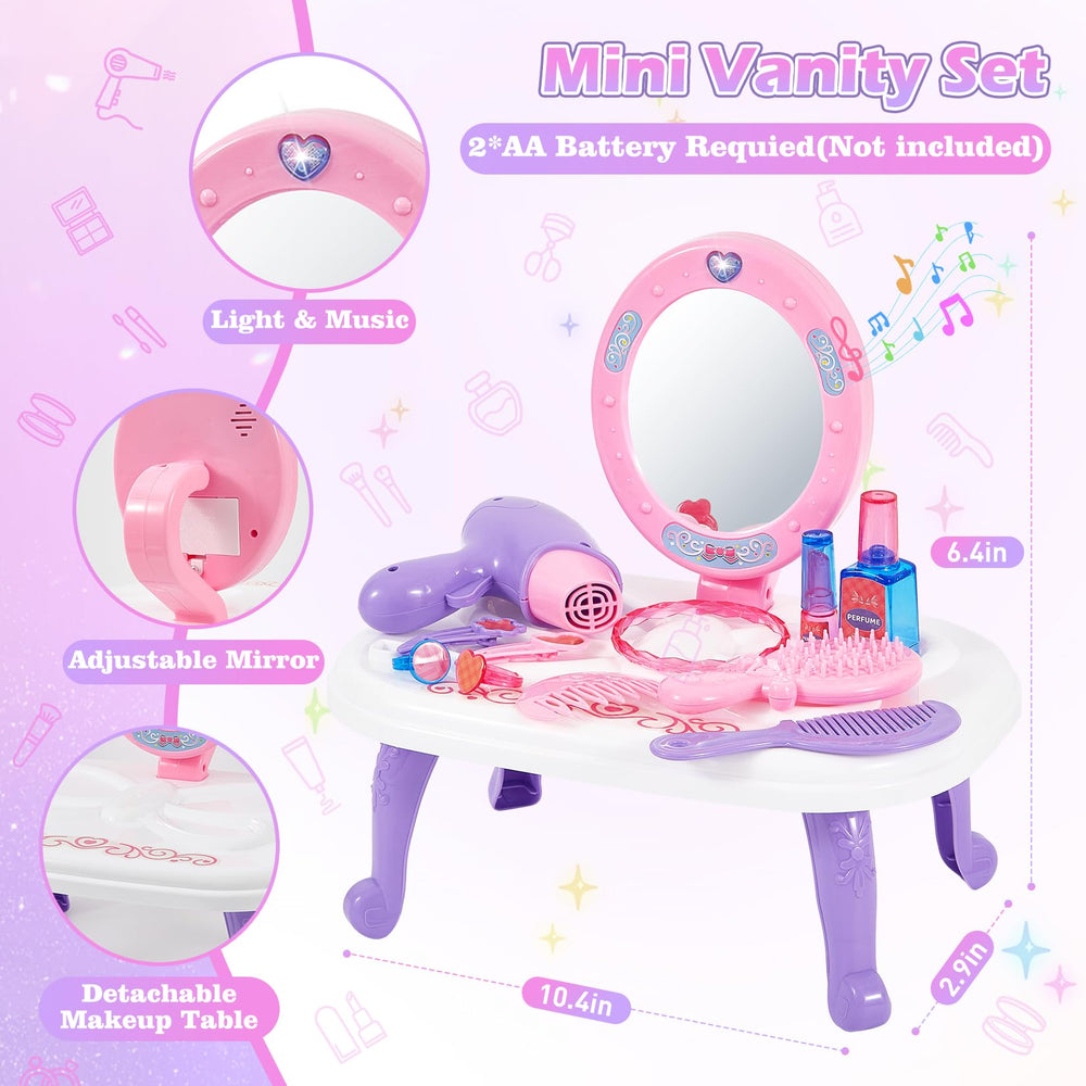 Mastom toy hair dryer and three combs set for easy styling playtime.