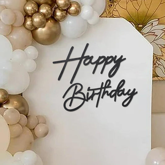 MASTRON glitter black Happy Birthday arch sign for chic backdrops