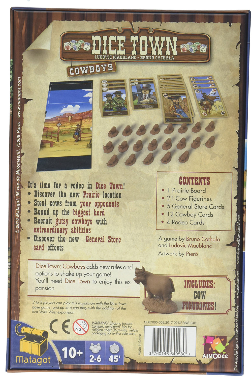 Matagot Dice Town Cowboys Expansion cowboys miniatures add tactile excitement to rounds.
