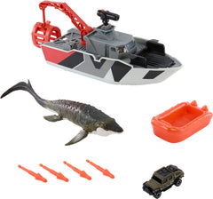 Matchbox boat floats and wheels for versatile play on land and water